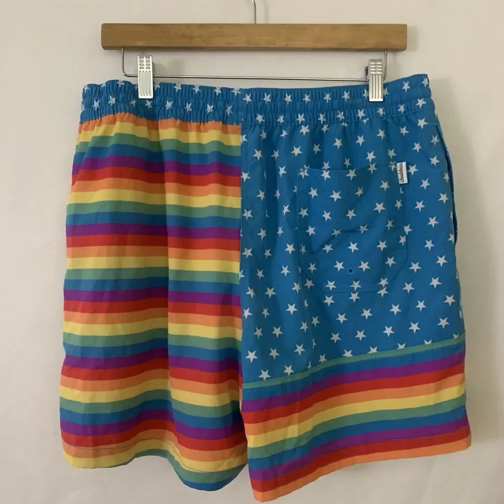 Chubbies Swim Trunks Men’s XL Rainbow The Love Is Loves Stars Stripes 5.5”